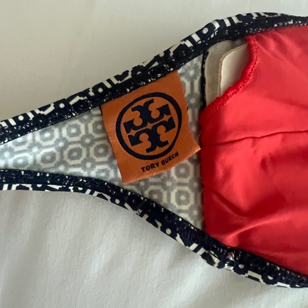 TORY BURCH top bandeau bikini top size M Navy & white - Picture 6 of 9